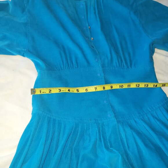 Liz Claiborne Casual Turquoise Soft Corduroy Dress - Picture 8 of 15